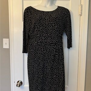 Ann Taylor Elegant Black and White Polka Dot Dress